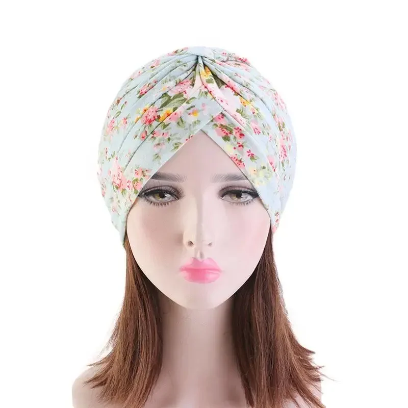 Turban indien femmes musulmanes Hijab imprimé fleuri chapeau Cancer chimio casquette islamique perte de cheveux couverture Bonnet Bonnet tête écharpe plissée