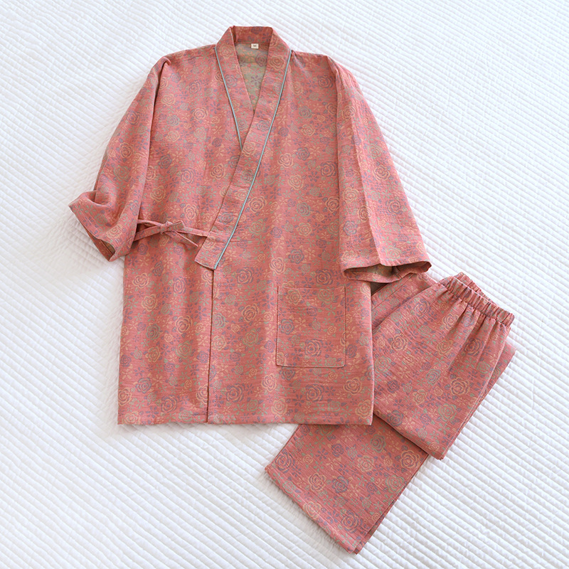 Ensemble Kimono Japonais Décontracté pour Femme, Pyjama Trempé, Vêtement de Maison, Demi Manches, Nouvelle Collection