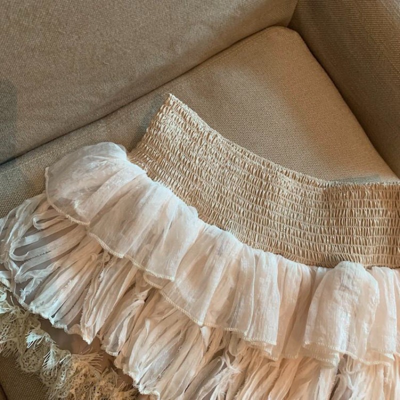 Nouvelle jupe bouffante en dentelle et maille sexy pour femme 2026, taille élastique