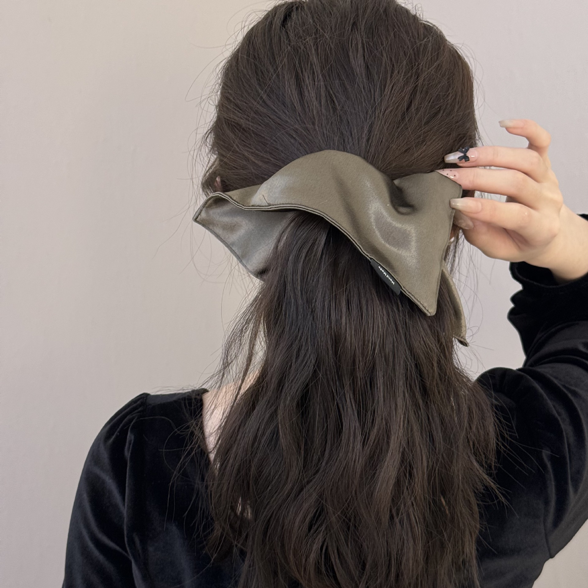 InjSquare-Chouchous en satin pour femmes et filles, bandes élastiques pour cheveux, porte-queue de cheval solide, grandes cravates, UL, accessoires pour cheveux, mode
