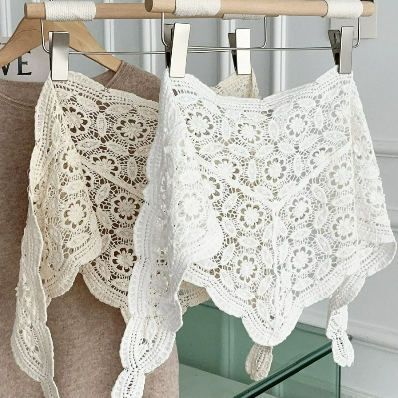 Foulard à fleurs tricoté français pour filles, Bandana, ceinture de taille au Crochet pour femmes, nouveau chapeau littéraire pour Photo de campagne, automne