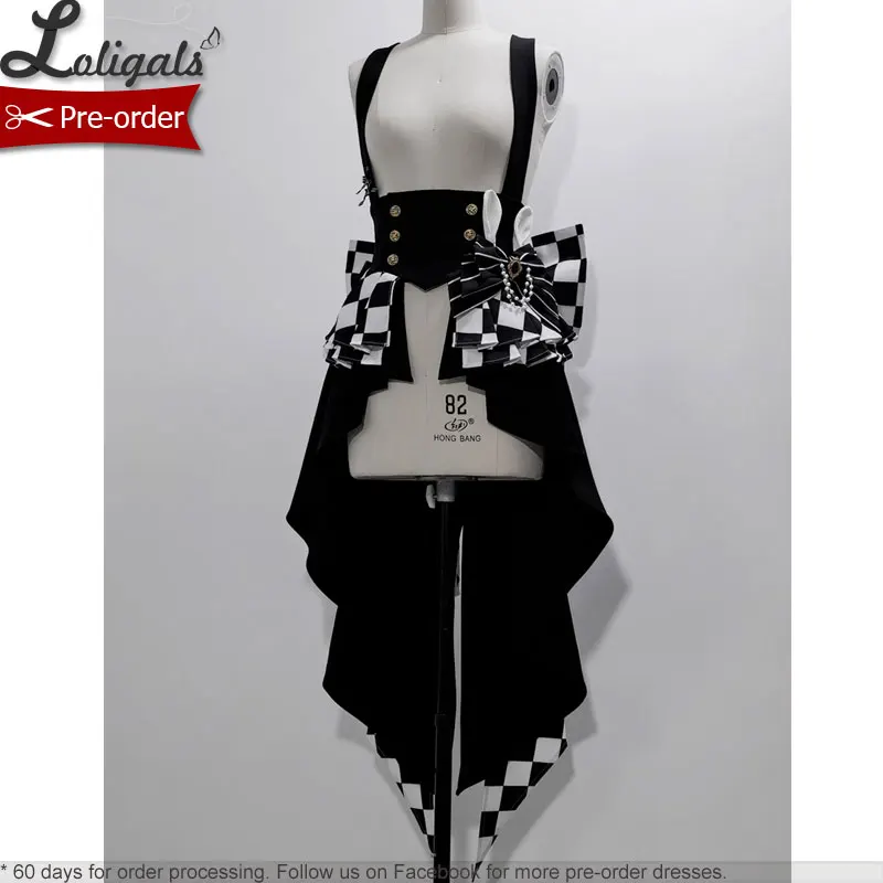 Tenue Ouji Cool Lolita serre-taille w. Jupe Haute et Basse de Princesse, Costume Corset de Théâtre Lapin