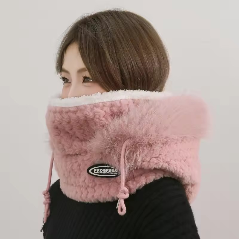 Chapeau d'équitation d'hiver pour femmes, masque écharpe à capuche et couvre-oreille épais thermique coupe-vent pour Scooter électrique, cyclisme en plein air, chaleur