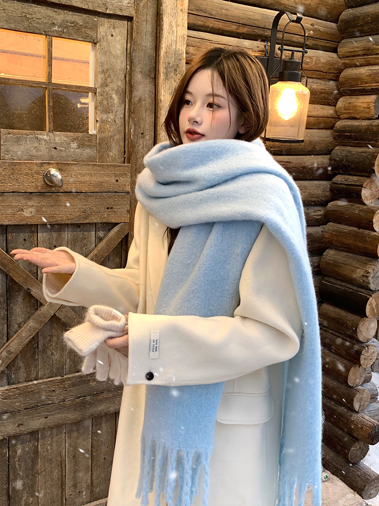 Écharpe d'hiver pour femmes cachemire chaud solide Pashmina couverture enveloppes femme épais doux Bufanda grand gland châle Long Poncho Echarpe