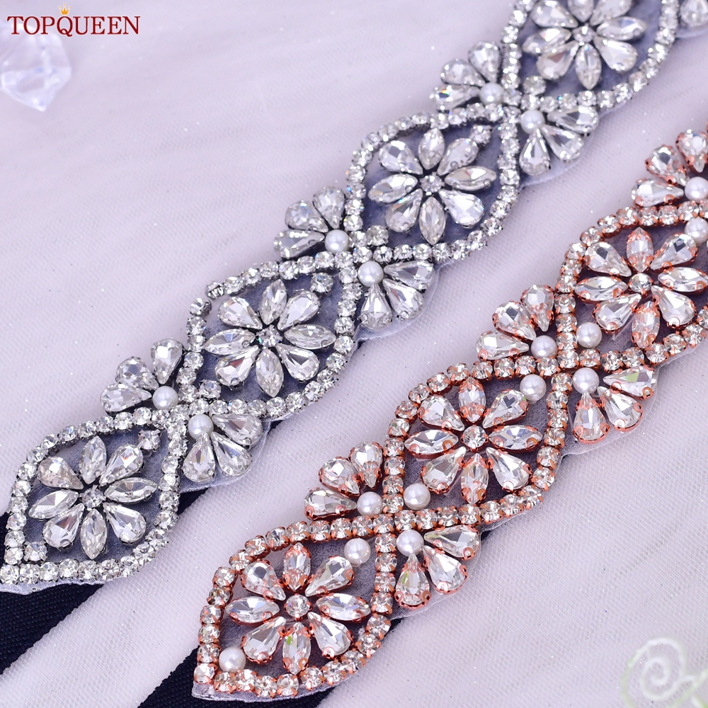 TOPQUEEN – robe pour femmes, ceinture élastique à la mode, strass scintillant, ceinture extensible, décoration de fête de voyage, grande taille personnalisée