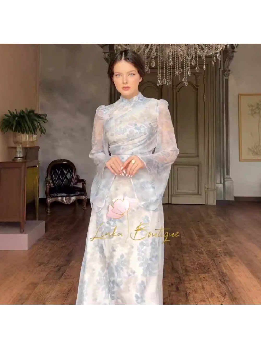 Eid Robe de soirée femmes fleur imprimé pansement coupe ajustée musulman Abaya à manches longues Jalabiya Ramadan robes Largos arabe longue Robe