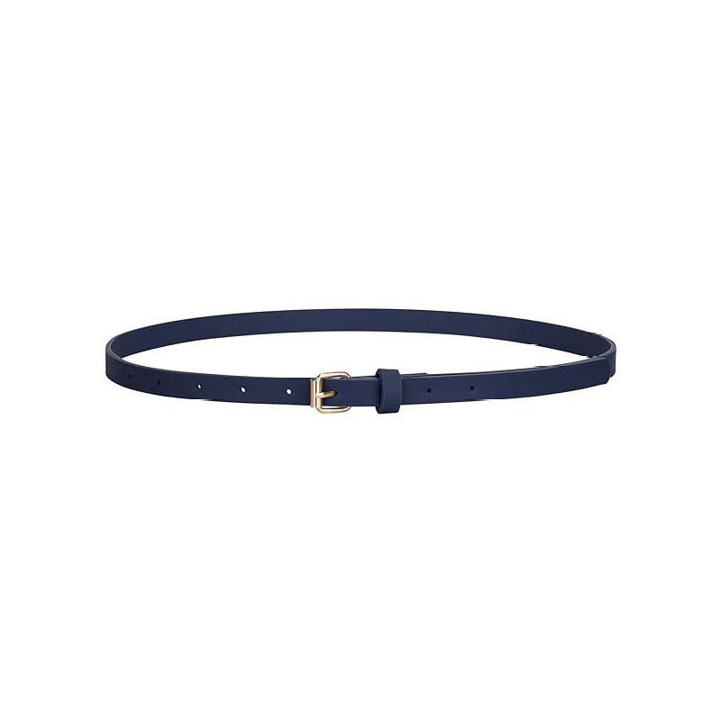 Ceinture fine tendance avec boucle à ardillon pour femme, en cuir noir, style élégant et simple, idéale pour jeans décontractés