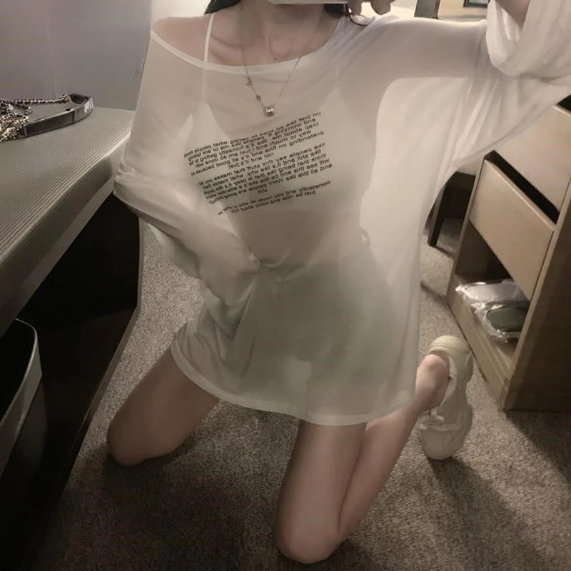 Vêtements d'été de Style coréen pour femmes, T-shirts amples et fins assortis avec tout, motif de lettres, Design Simple, hauts pour étudiants, nouvelle tendance