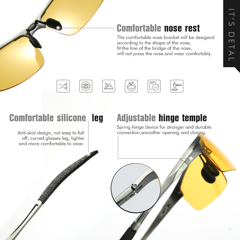 Top Anti-éblouissement jour nuit Vision lunettes pour la conduite hommes lunettes de soleil polarisées photochromique pilote lunettes lunettes zonnebril heren