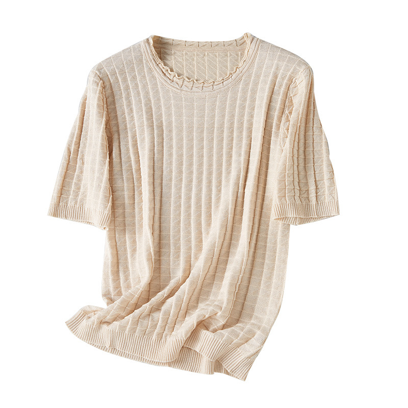 Nouveau haut polyvalent en soie et coton, texture bulle, soie de mûrier douce pour la peau, fine et qui recouvre la peau.