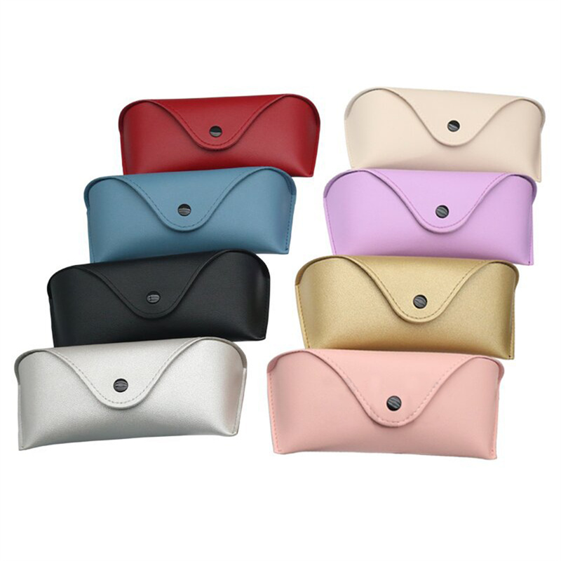 Boîte à lunettes d'été en cuir PU haut de gamme couleur unie, étui à lunettes de soleil et de vue résistant à la pression, sacs à lunettes