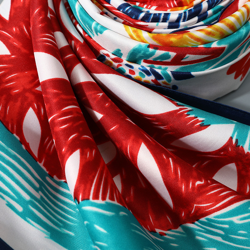 Foulard en Soie Imprimé Tendance pour Femme, Écharpes Carrées, Grandes Écharpes, Bandana, Grand Hijab, Foulards en Soie pour Femme 130CM