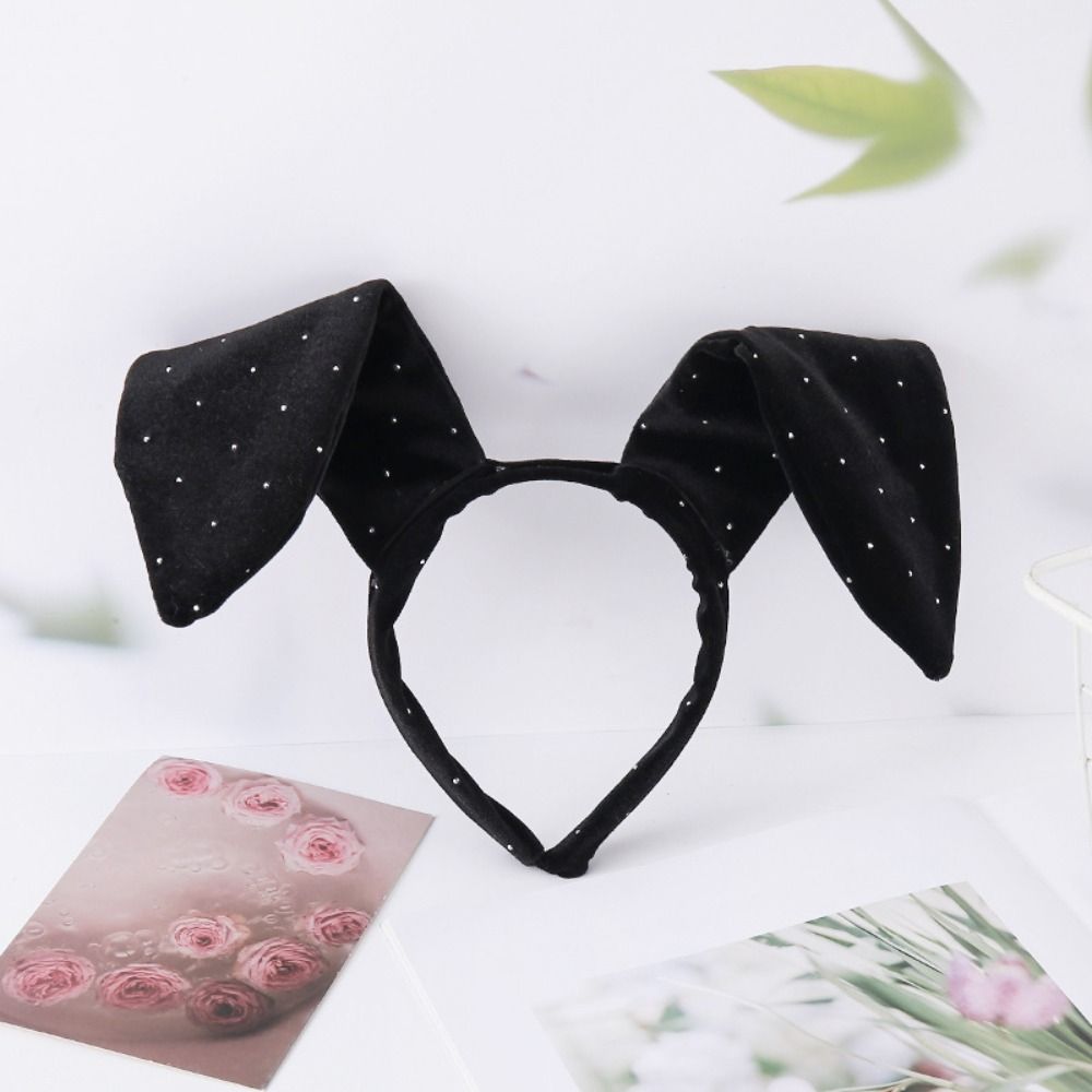 Serre-tête en velours avec grandes oreilles de lapin, accessoires photo, coiffe de fille lapin, accessoires pour cheveux noirs et violets