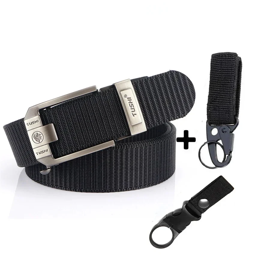 Ceinture en nylon robuste pour hommes, ceinture en métal automatique, fibre de toile, optique, extérieur, cow-boy, jeans, pantalons, DulEnvironHiking, mode