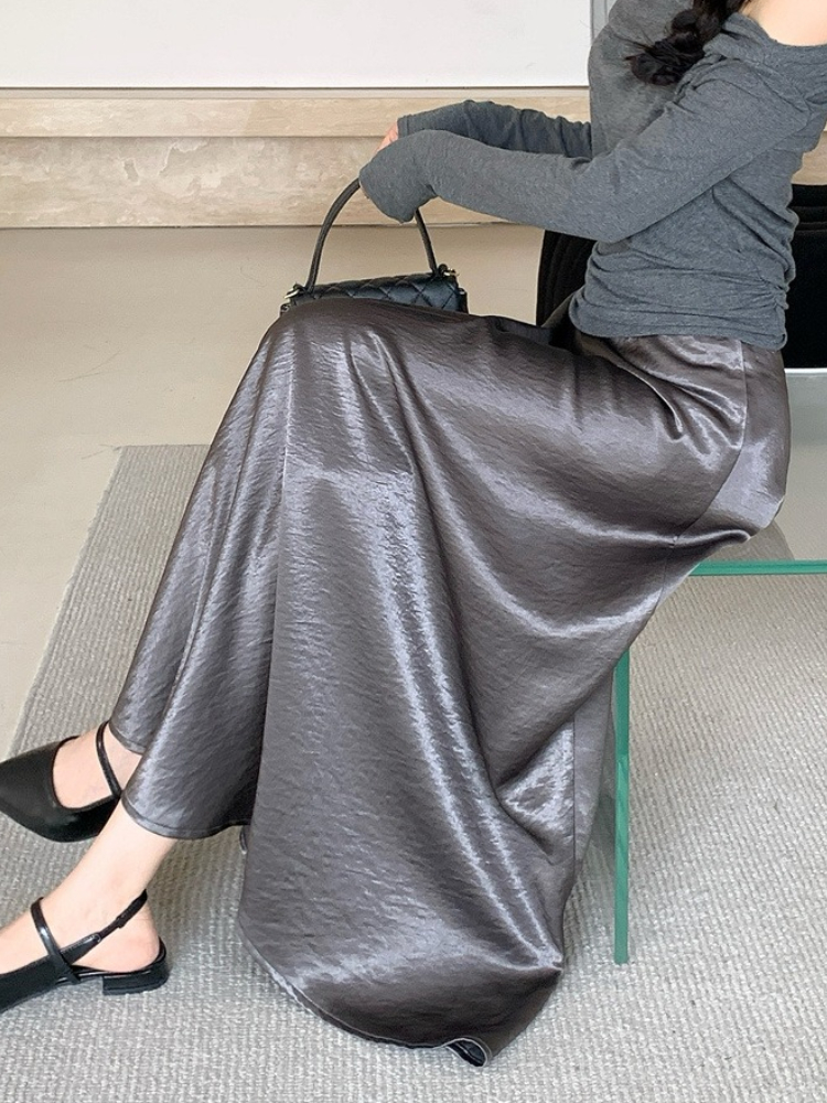 Jupe demi-corps en Satin pour femme, nouvelle mode coréenne, tempérament élégant, solide, décontractée, jupe trapèze, printemps 2026