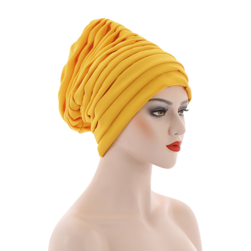 Couvre-chef africain plissé et froissé pour femme, bonnet, hijab turc, cravate de sauna déjà faite, casquette unie pour dames musulmanes