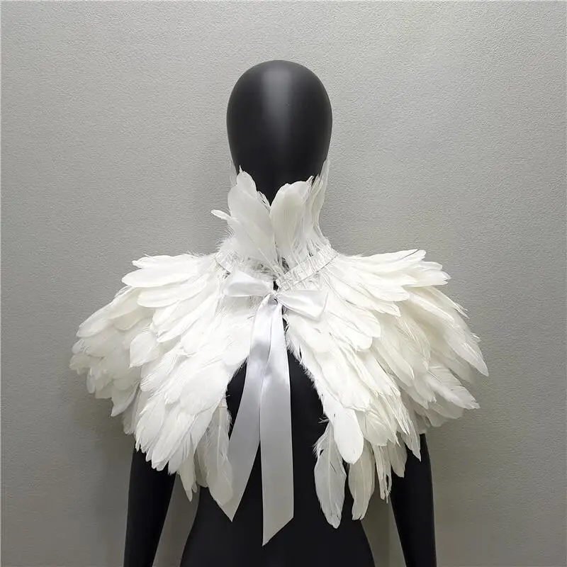 Châle de Style Gothique avec Plumes pour Femme, Robe, Cape, Écharpe, Snood, Dinde, ixde Mariage, Halloween, Y2k