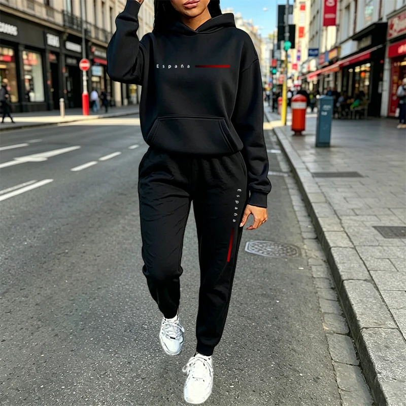 Vêtements pour femmes automne-hiver, ensembles de 2 pièces, sweat-shirts à capuche décontractés, tenues de sport, jogging, vêtements de sport, ensembles de pantalons pour femmes tendance