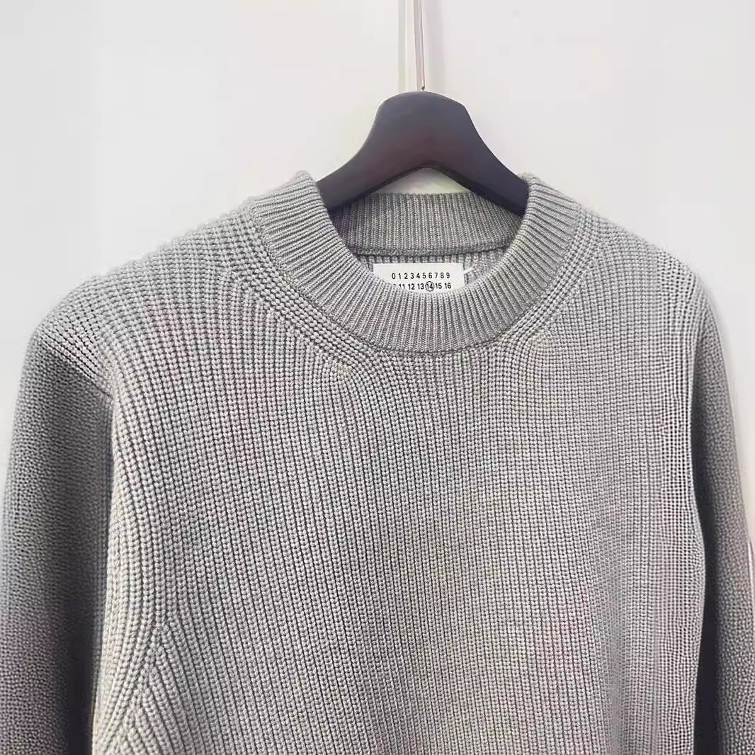 Pull tricoté pour homme, couleur unie, col rond, avec points de couture aux quatre coins, style décontracté, épais, manches longues, mélange de laine