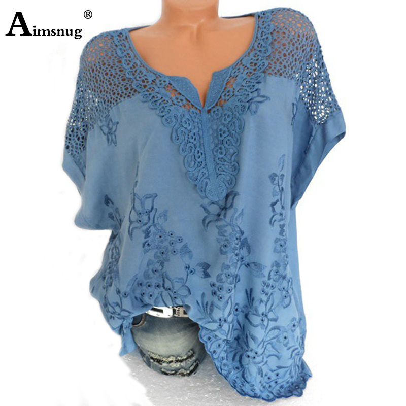Grande taille S-6XL femmes nouveau été creux solide Y-manches chauve-souris broderie femme T-Shirt Streetwear adt dames Tee Shirt