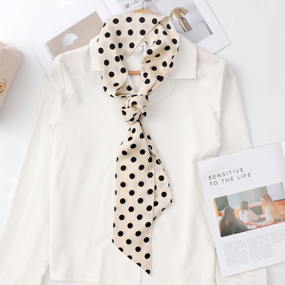 Mode à pois soie Satin écharpe femmes poignée sac ruban étroit mince cou foulards Bandana femme foulard accessoires
