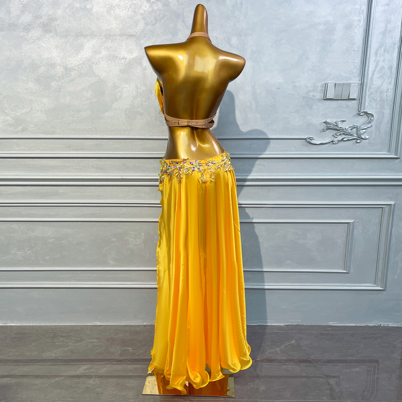 Costume de danse du ventre pour femmes, ensemble de spectacle de pierres AB en Satin haut de gamme, tenue de compétition professionnelle de danse orientale pour adultes