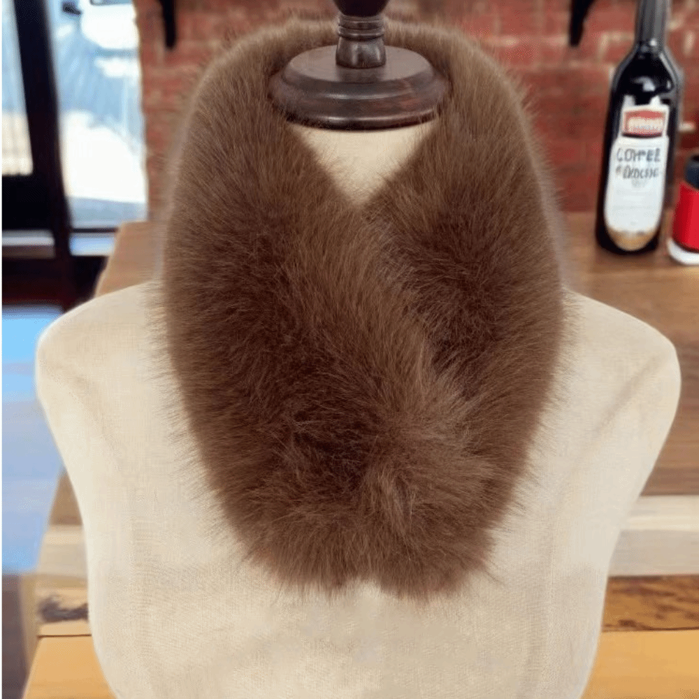 Écharpe double face coupe-vent épaisse et chaude en fausse fourrure de renard, tour de cou en boucle, col en fourrure détachable, protection quotidienne contre le froid.