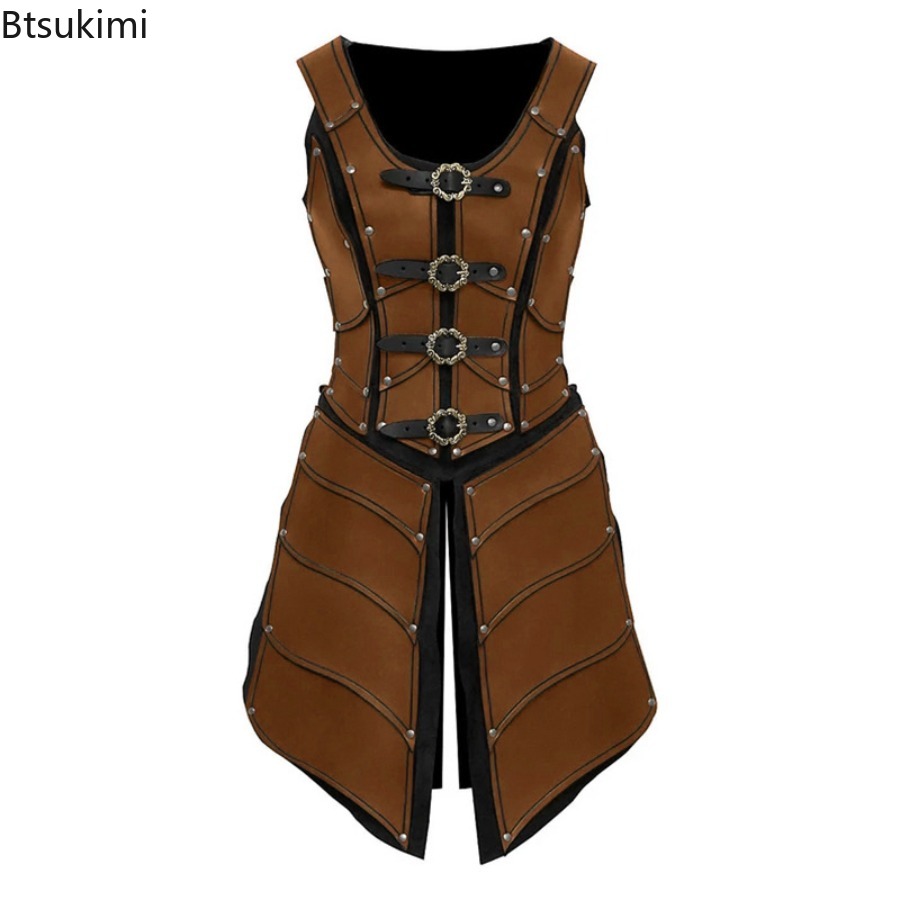 Gilet gothique Vintage en cuir Viking de la Renaissance médiévale, armure elfe Archer chevalier guerrier, Costume de Cosplay rétro, tenue d'halloween
