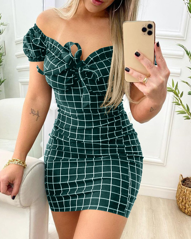 Robe d'été sexy, jupe courte avec fesses, robe imprimée à grille transfrontalière