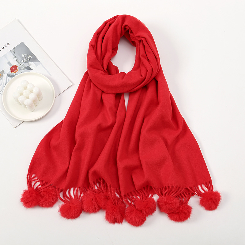 Écharpe chaude en Imitation cachemire pour femme, châle de luxe à franges solides, Pashmina épais, couverture enveloppante, Hijab, nouvelle collection hiver