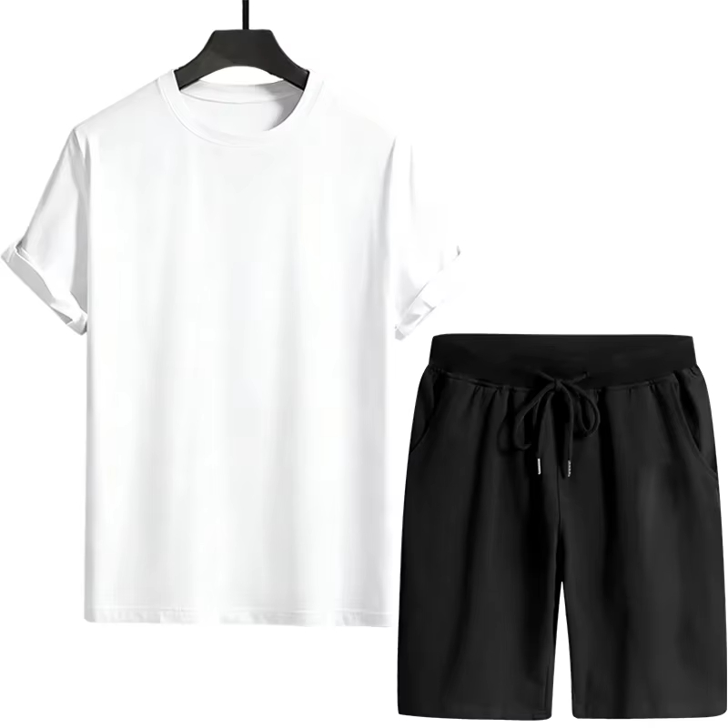 Ensemble de survêtement pour hommes : T-shirts et shorts de sport, tenue décontractée urbaine à manches courtes, confortable pour l'été, la maison et l'extérieur