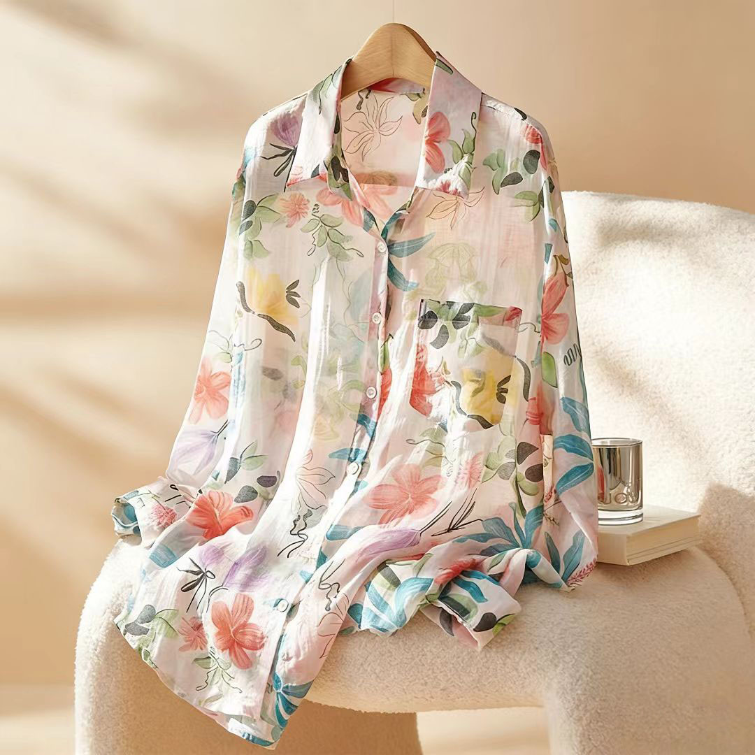 Chemisiers amples en coton pour femmes, imprimés de fleurs, collection été 2026