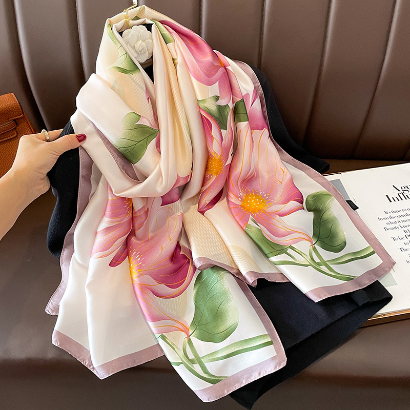 Femmes 180*90 cm mode belles foulards en soie douce femme dame châle Hijab Wrap Foulard Bandanna silencieux plage paréo