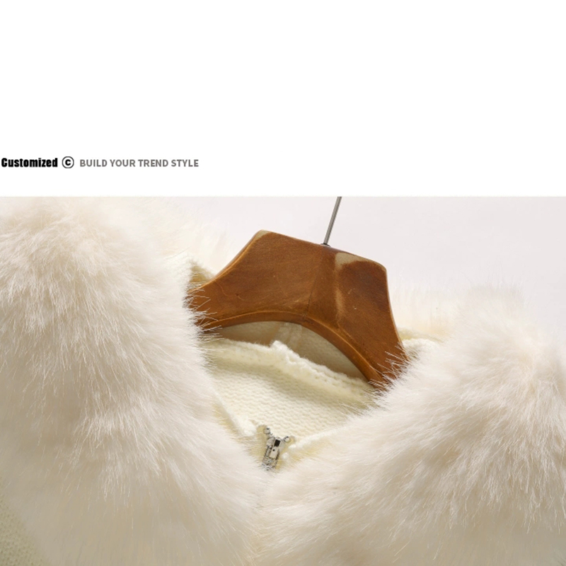 Nouveau 2025 hiver pull manteau femmes à capuche Cardigan col de fourrure à capuche tricot épaissir chaud femmes manteaux Chic décontracté vêtements d'extérieur manteaux