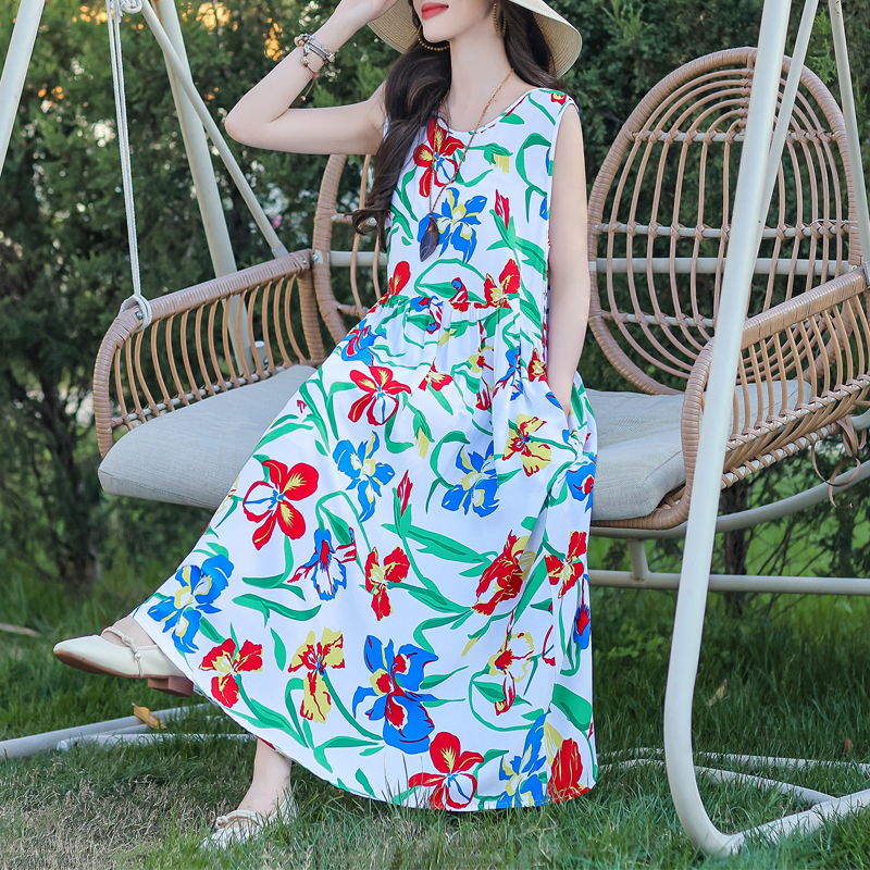 Robe longue d'été grande taille pour femmes, Vintage, ample, décontractée, élégante, sans manches, 2025