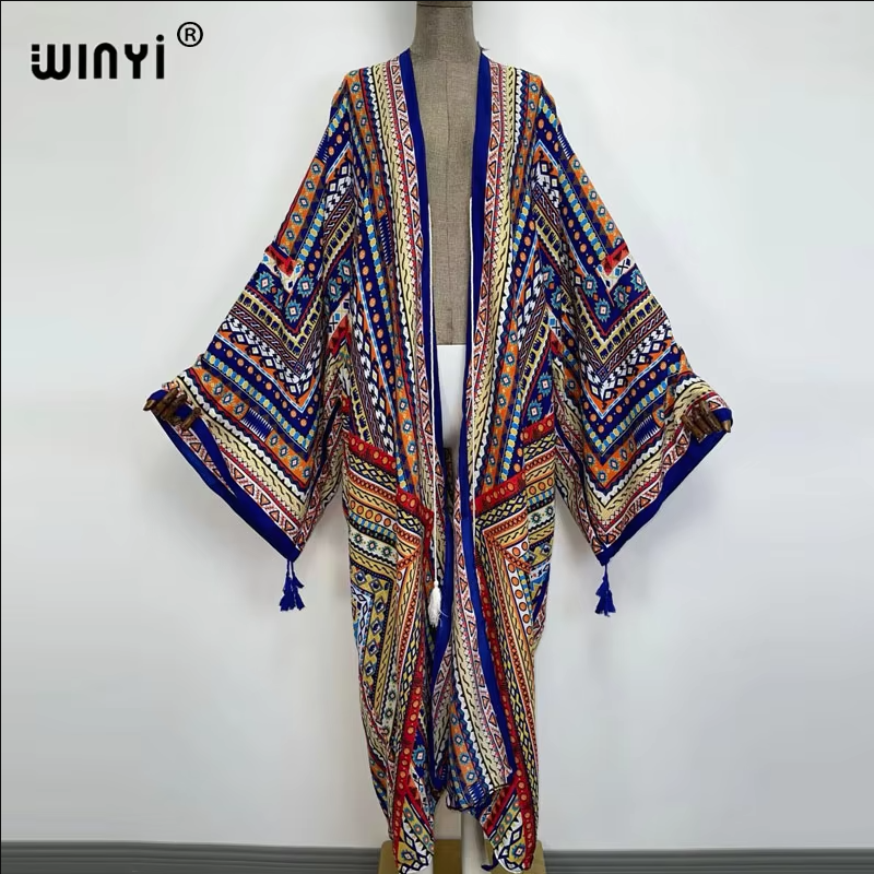 WINYI imprimer été maxi robe musulmane Abaya dame plage couvrir femme musulmane robes vêtements de plage mode caftan abaya dubaï luxe
