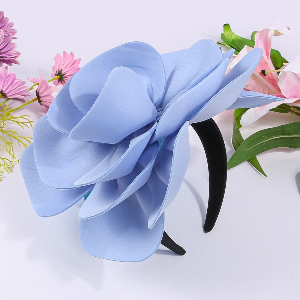 Nouveaux serre-têtes unis avec grande fleur, élégants accessoires pour cheveux pour femmes