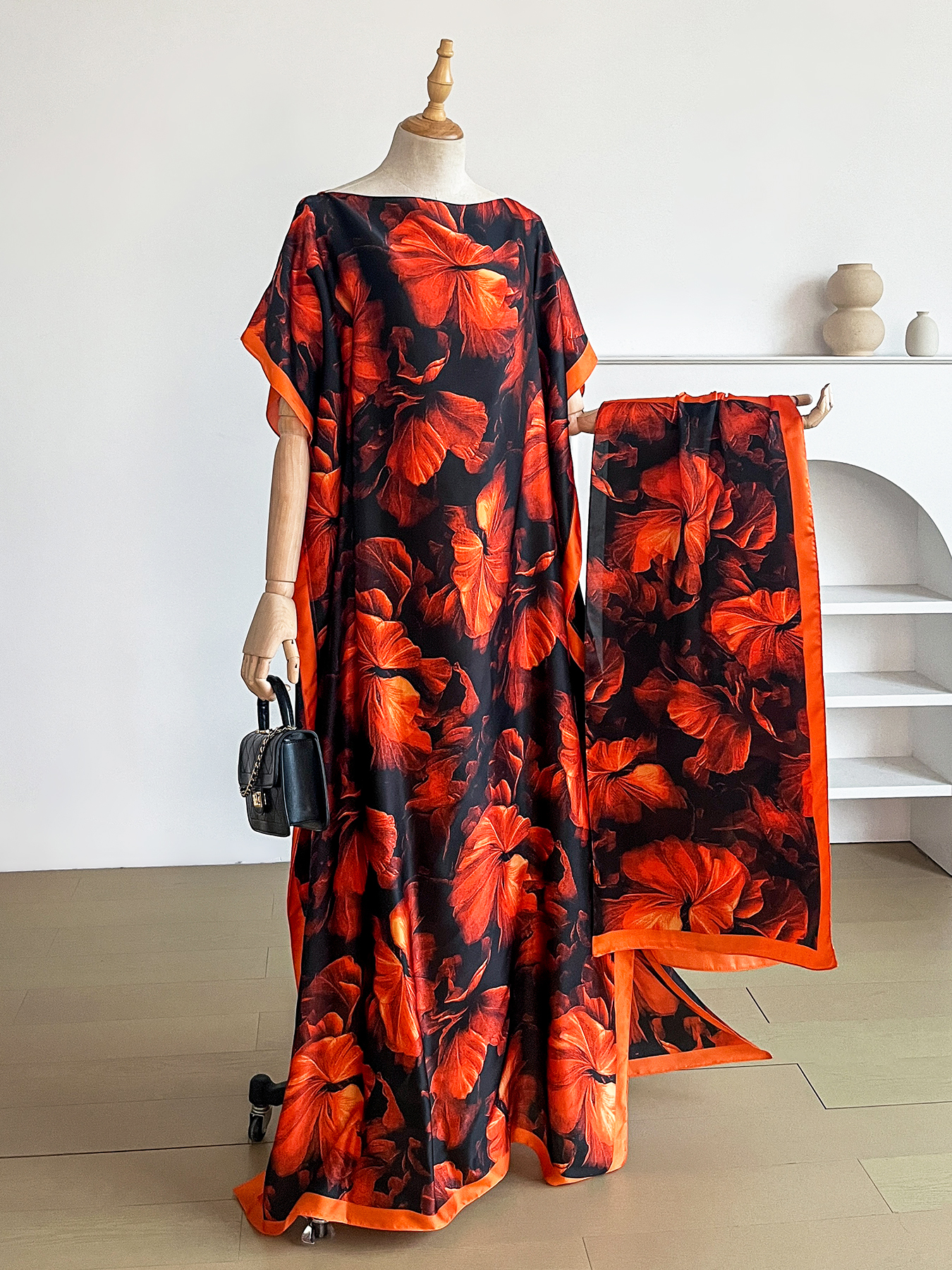 Nouvelle Abaya de Dubaï 2026 pour Femme, Robe d'été en Coton à Manches Courtes, Imprimé Doré, Coupe Ample, Maxi, Style Islamique Africain avec Grand Foulard