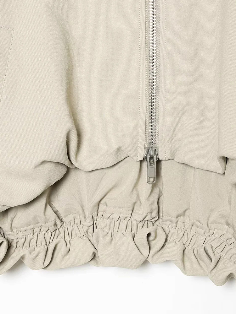 Veste courte à capuche zippée pour femme, coupe ample, à manches longues, avec cordon de serrage élastique à l'ourlet, coupe-vent décontracté, vêtement d'extérieur pour femme ﻿