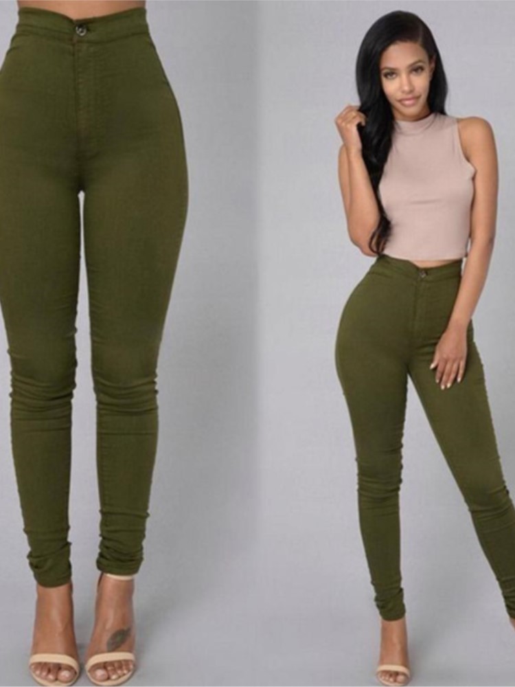 Couleur unie jean moulant Femme blanc noir taille haute rendu jean Vintage Sexy pantalons longs Femme décontracté crayon pantalon Denim jean