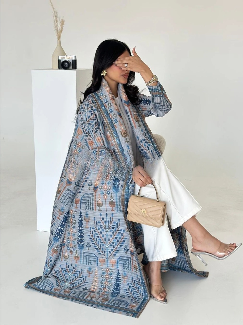 Robe musulmane ouverte Abaya pour femmes, Maxi, plissée, extensible, Cardigan, imprimé marocain, dubaï, Kaftan, Islam, Jalabiya