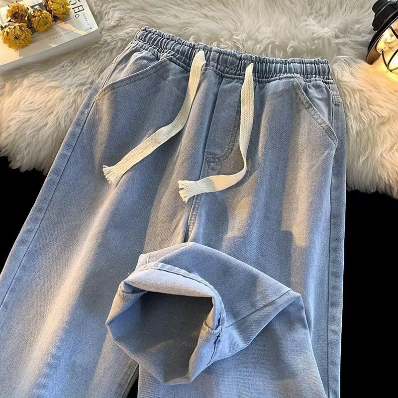 Jean taille élastique pour hommes, haut de gamme, droit, ample, américain, rétro, Vintage, pantalon en Denim, confortable, décontracté