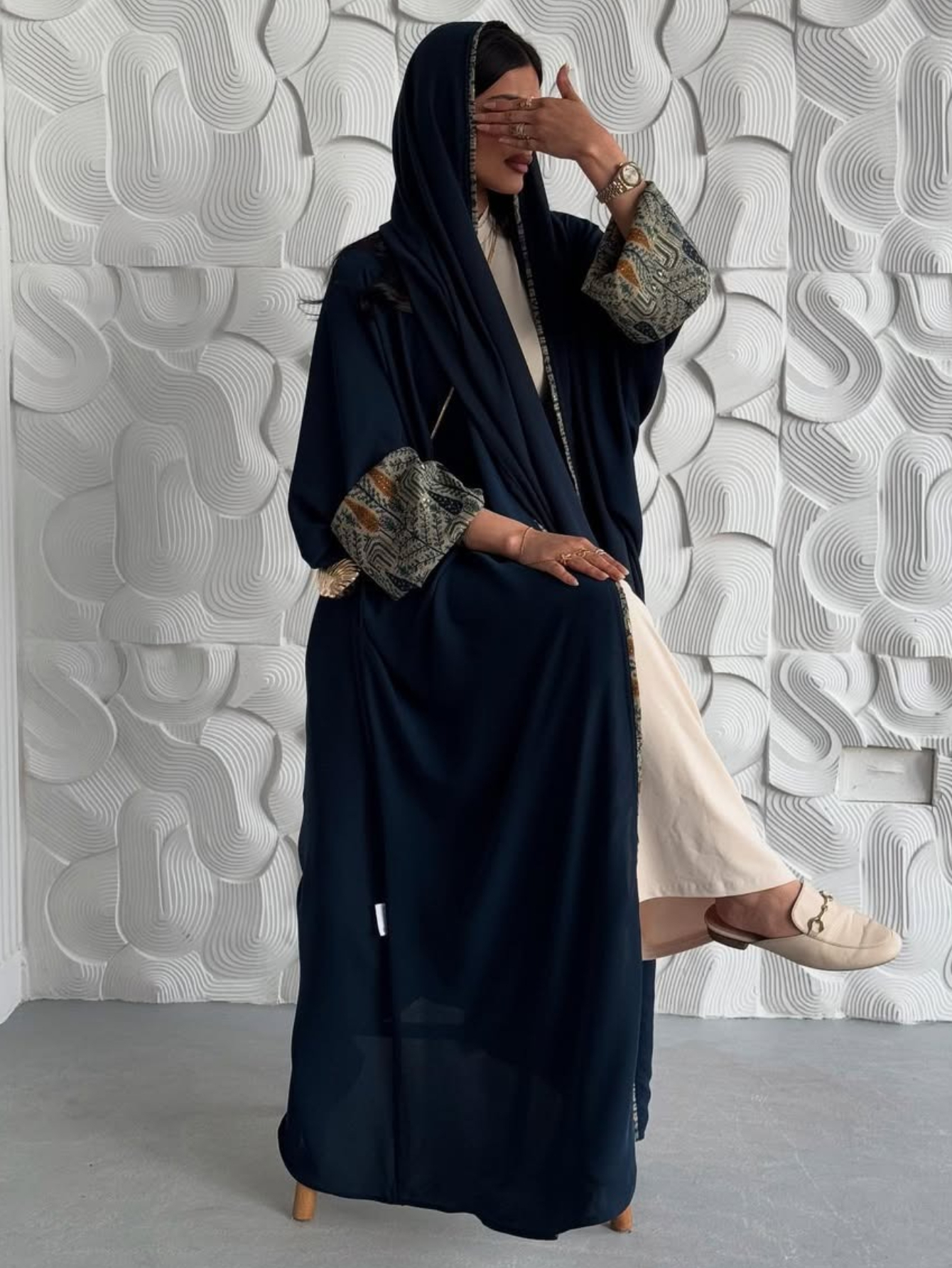 Abayas + Hijab pour femmes musulmanes du Moyen-Orient, 2 pièces, kaftans islamiques, robes maxi décontractées, jilbabs arabes, manches longues, devant ouvert, abaya