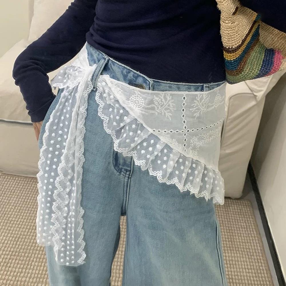 Été dentelle Triangle foulard rétro dentelle garniture écharpe femmes brodé dentelle cou écharpe dentelle ceinture accessoires doux bandeau