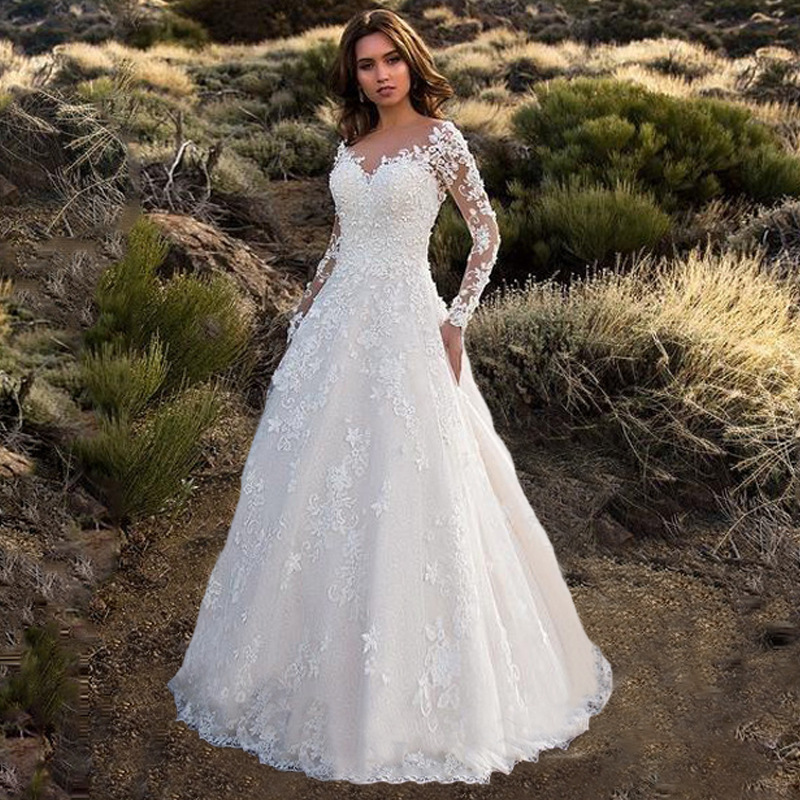 Nouvelle Robe Longue Femme 2026 en Dentelle, Col en V Profond, Manches Longues, Robe de Soirée, Vestidos De Festa