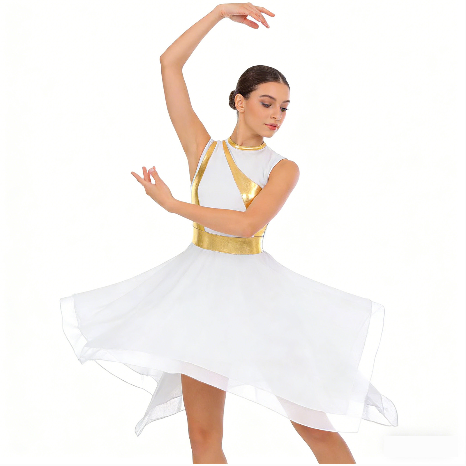 Robe de danse de louange pour femmes, style pull-over, costume de danse lyrique moderne, fermeture éclair invisible au dos, robe liturgique