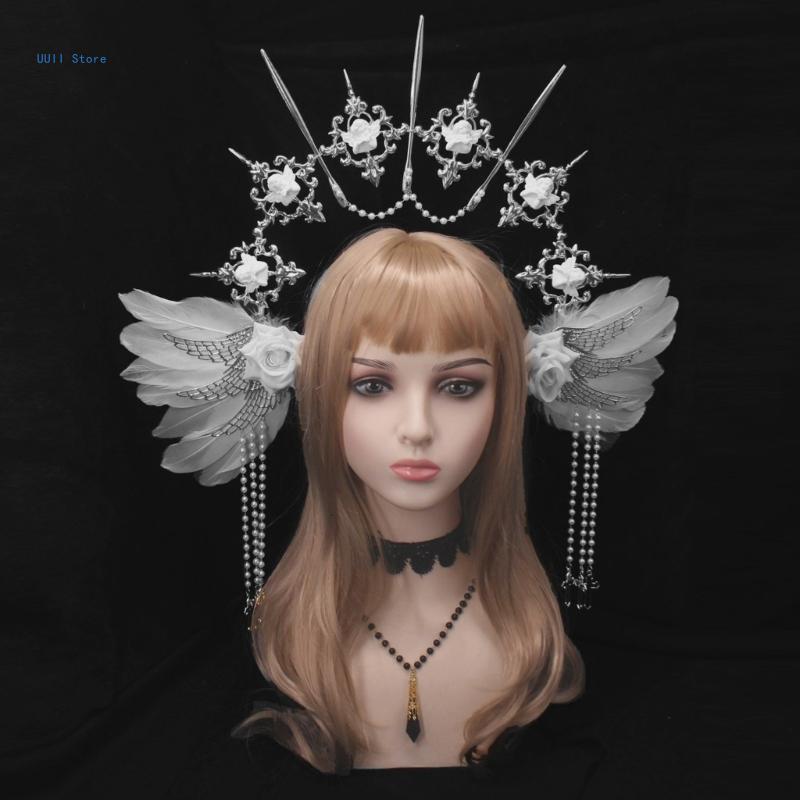 Couronne de fleurs , cerceau pour cheveux, accessoires de cheveux Vintage pour spectacle, bandeau de mariage Baroque, Photo