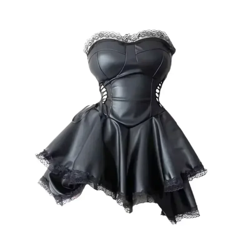 Robes de soirée noires françaises pour femmes, Y2k, gothique, Punk, Sexy, douces, de luxe, Slim Fit, Mini jupes enveloppantes sur la poitrine, nouvelle collection été