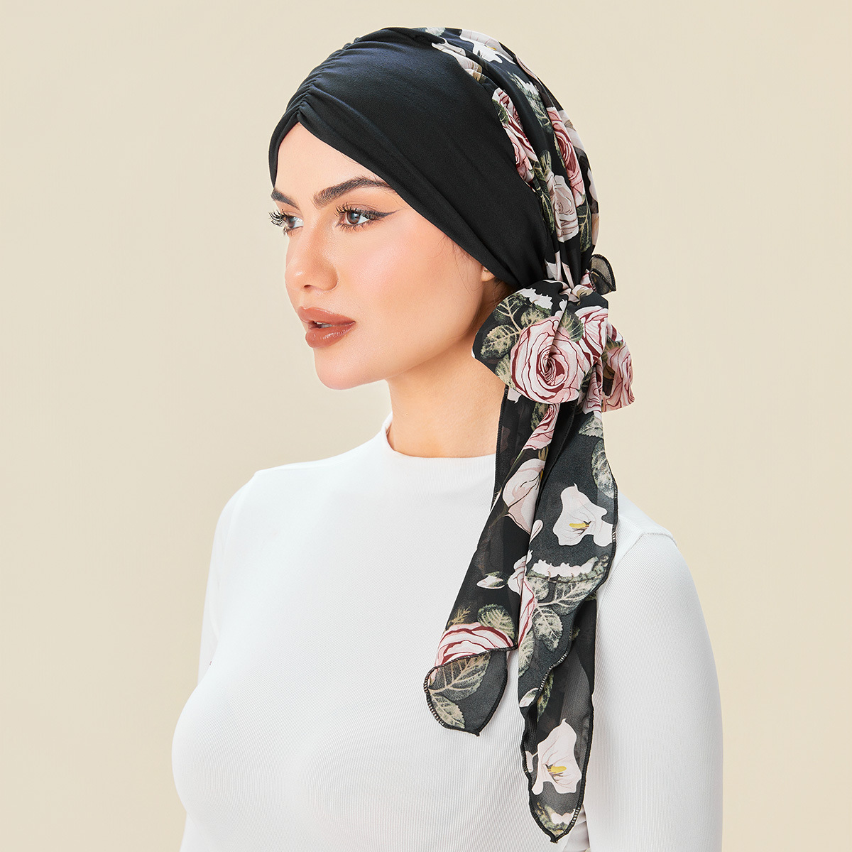 Nouveau femmes pré-attaché Turban casquette fleur imprimé musulman Hijab Cancer chimio chapeau couverture perte de cheveux tête écharpe enveloppement Strech Bandana