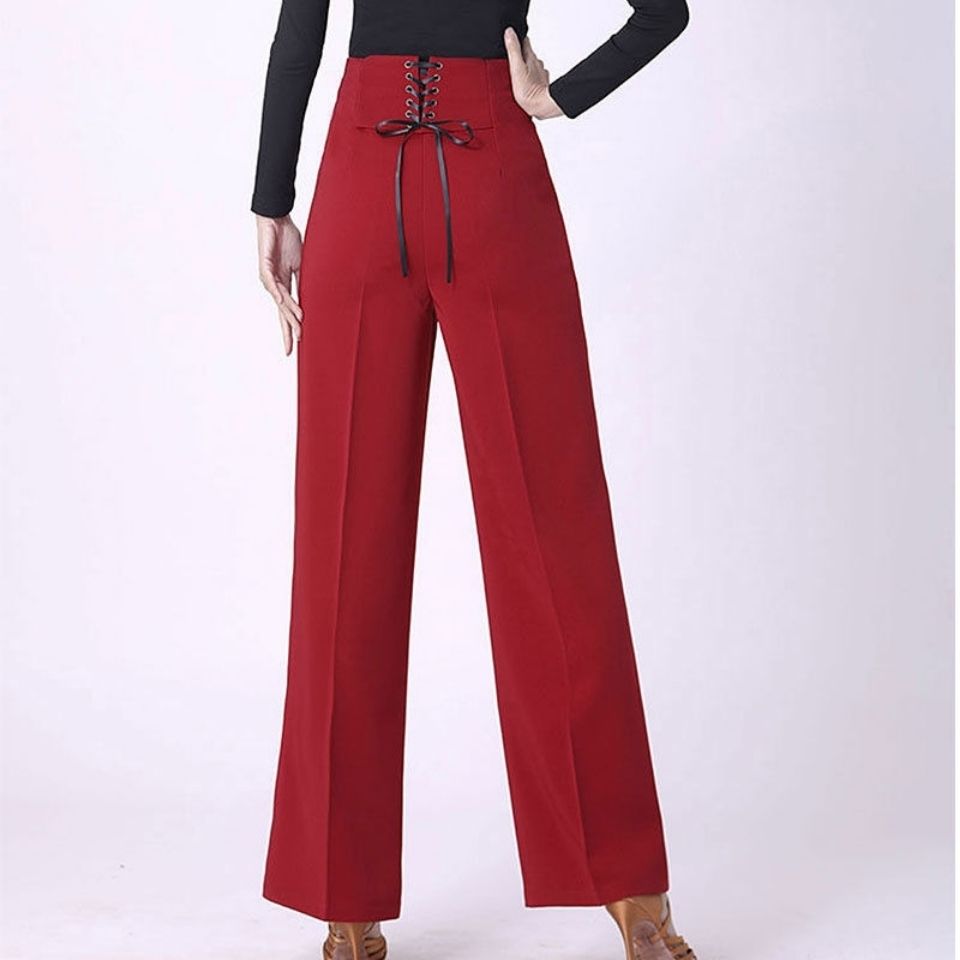 Pantalon femme pantalon de danse latine danse moderne danse salle de bal pantalon à jambes larges dames taille haute décontractée pantalon en mousseline de soie ample